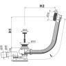 Сифон ALCAPLAST A55BLACK-80 для ванны, автомат, комплект, черный матовый, длина 80 см, металл с покрытием
